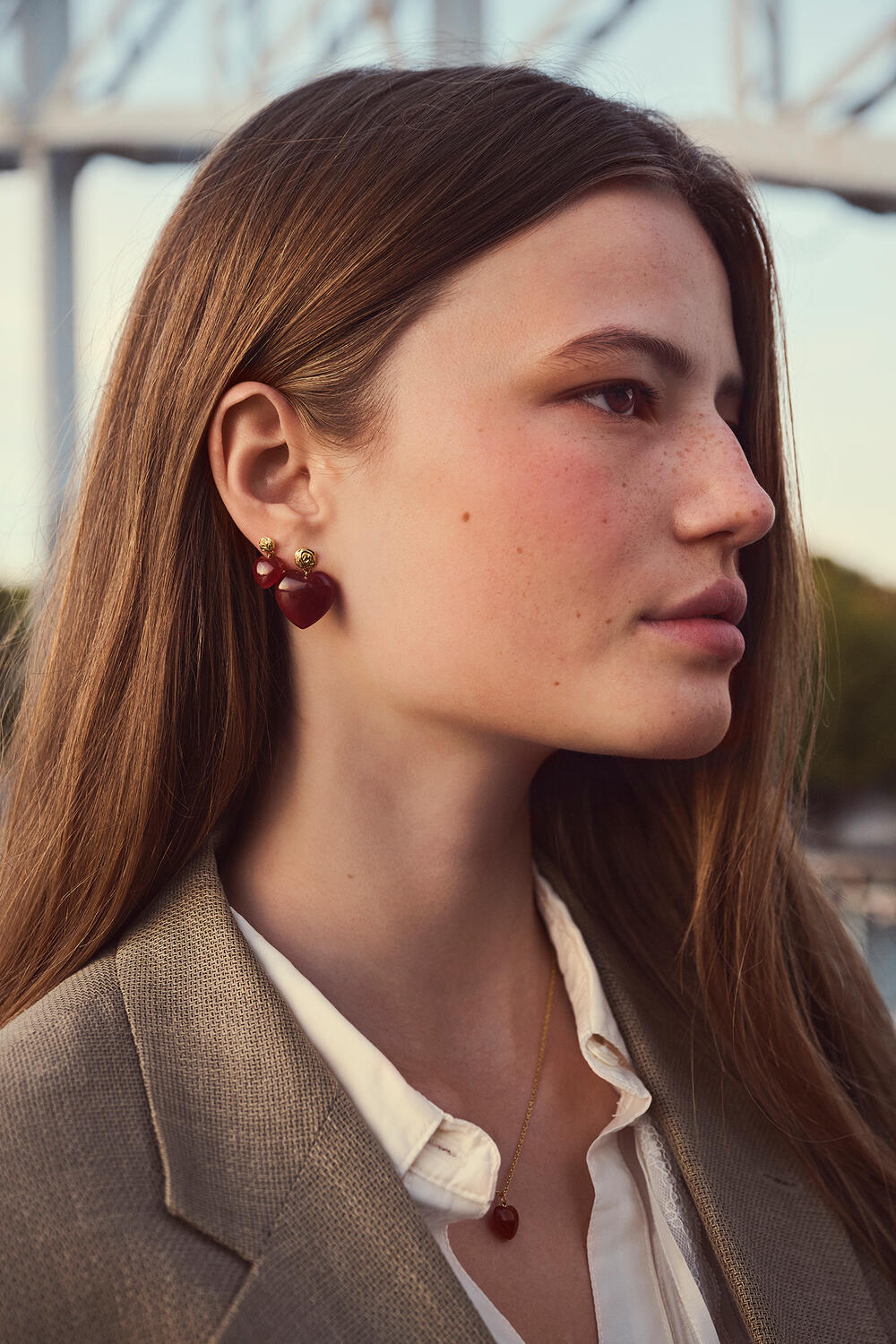 Rosy Heart øreringe - Maroon